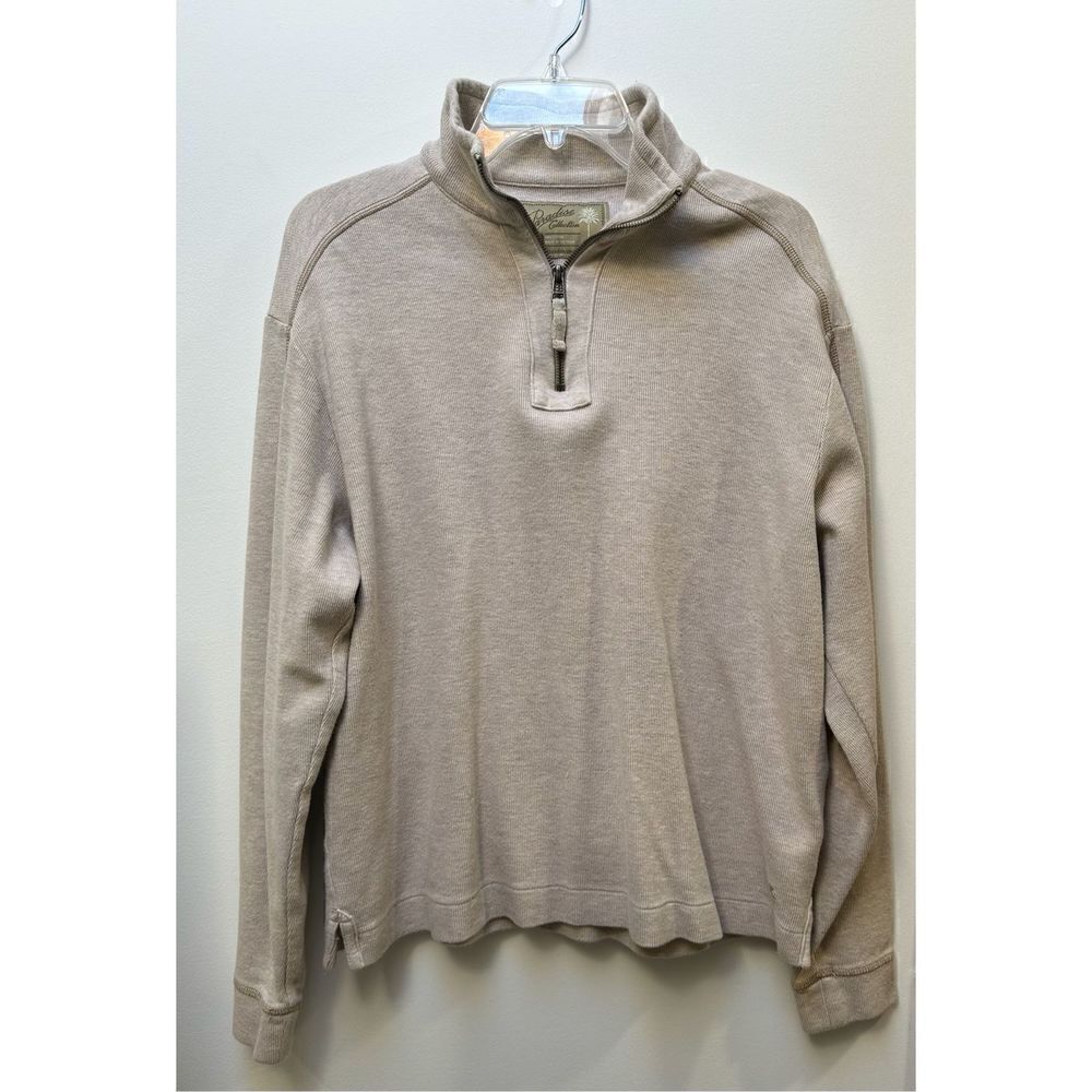 Paradise men’s long sleeve 1/4 zip tan sweater size Large #39-1131
